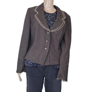 INSIGHT Brown Herringbone Blazer Size 12